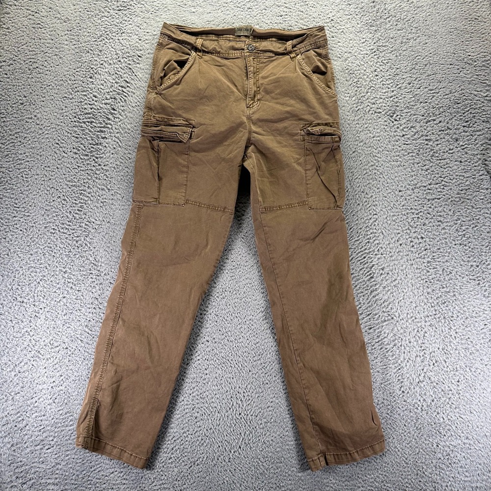 True Craft Pant Men's 32x31 Brown Cotton Cargo Straight Workwear‎ Travel Stretch